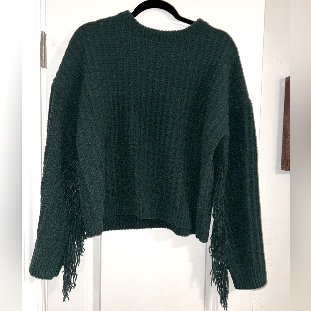 Green Fringe Pink Lily Sweater
